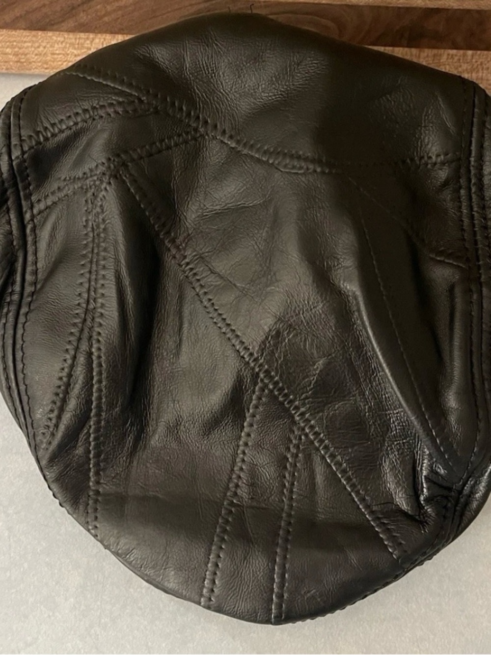 Classic Black Leather Men's Newsboy Cap